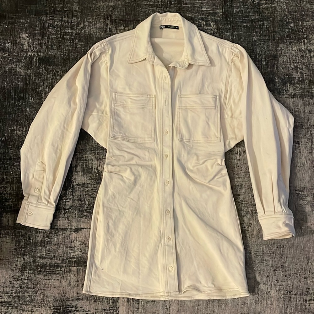 Zara Cream Long Sleeve Dress